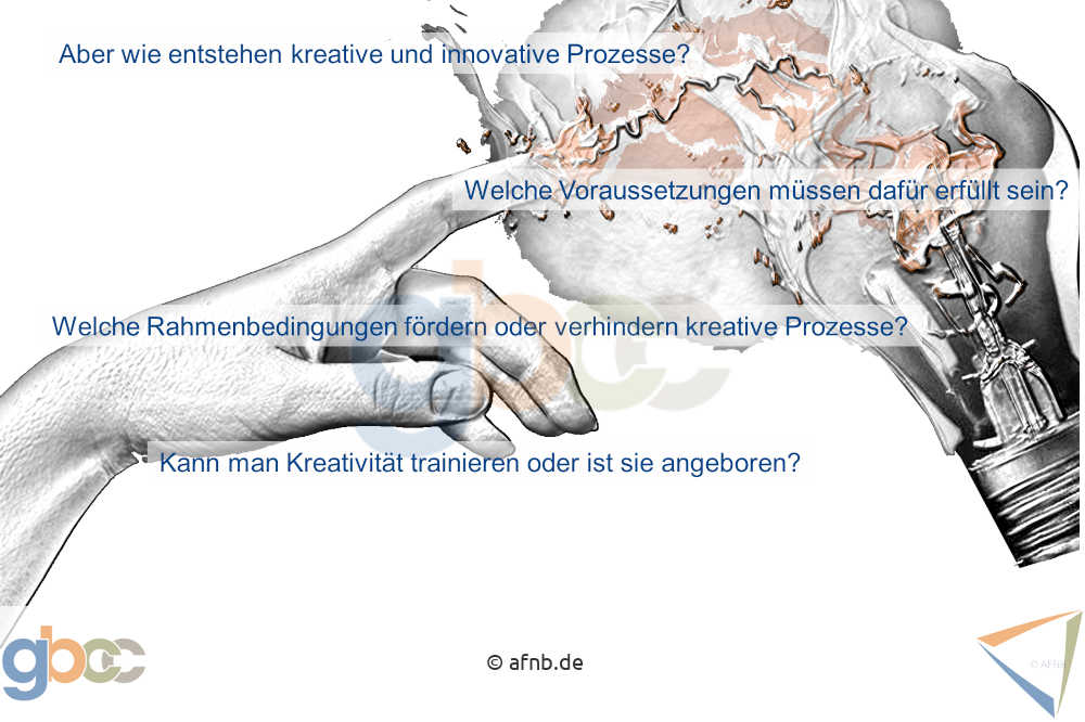 Kreativität: Blitz zwischen Zeigefinger und Glühbirne