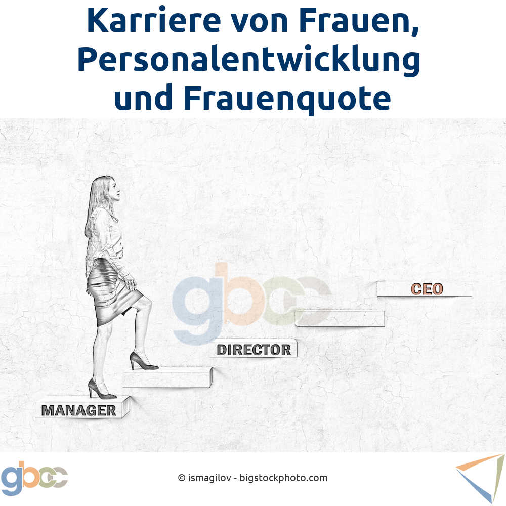 Symbolbild für die Karriere von Frauen: Frau auf der Karriereleiter.