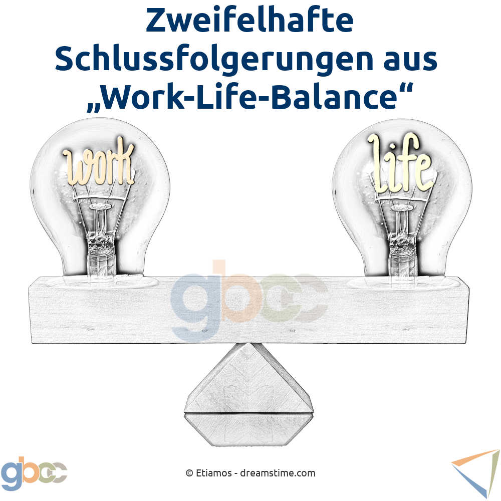 Zwei Glühbirnen auf einer Waage, die die Bezeichnungen "Work" und "Life" tragen
