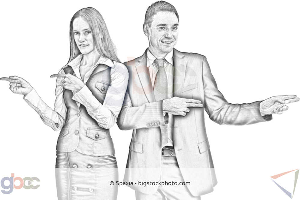 Business people pointing in different directions hence torpedoing effectiveness