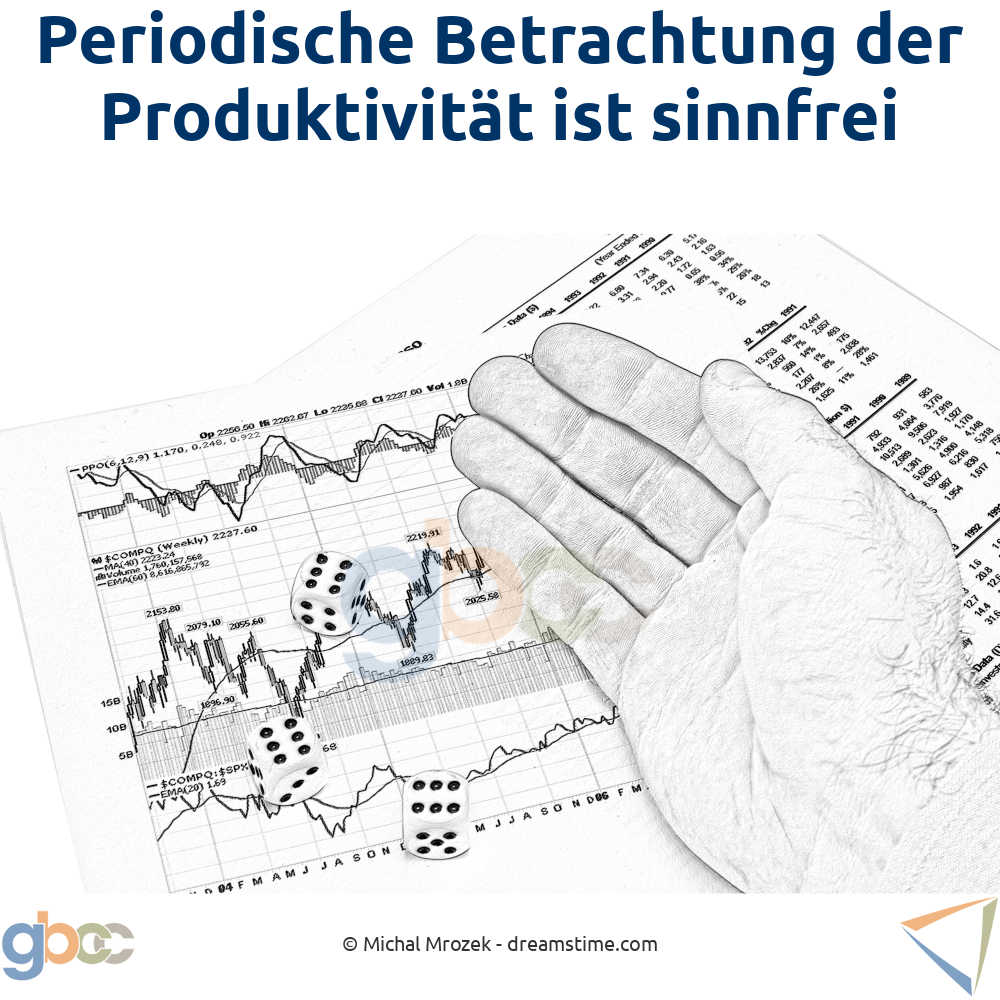 Symbolbild für die Berechnung der Produktivität: periodische Zahlen werden gewürfelt