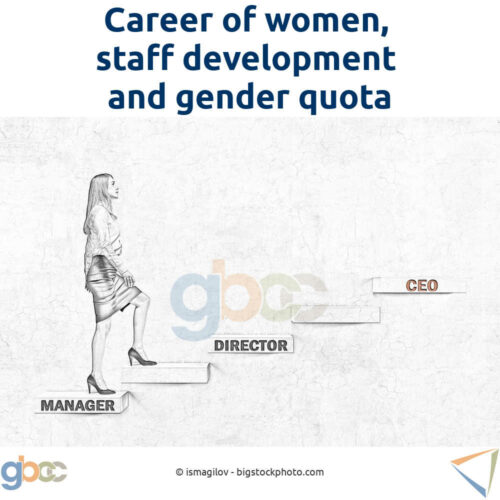 Symbolic image of career of women careers: Woman on the career ladder.